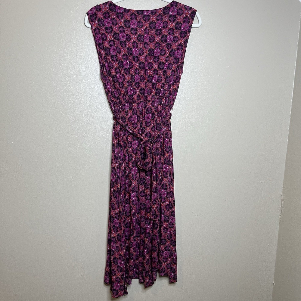 World Market Dress Small Floral Wrap Boho Gypsy Midi V Neck Pink Geometric - Picture 6 of 6